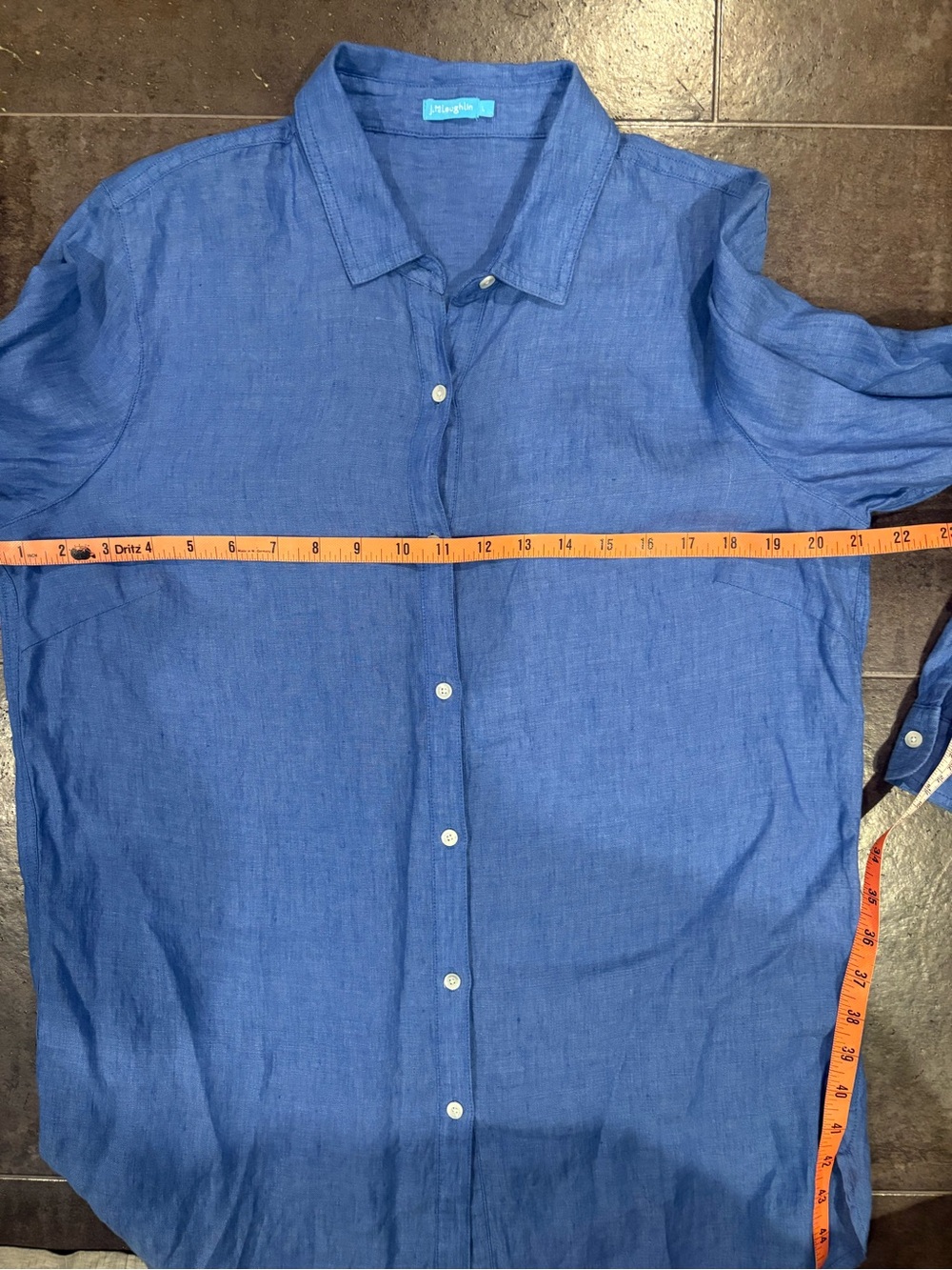 J. McLaughlin Blue Linen Shirt Lightweight Spring Summer Long sleeve Button Up - Picture 7 of 8